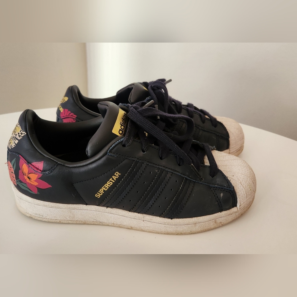 Adidas Original Superstar Her Studio Navy Blue with Floral Detail